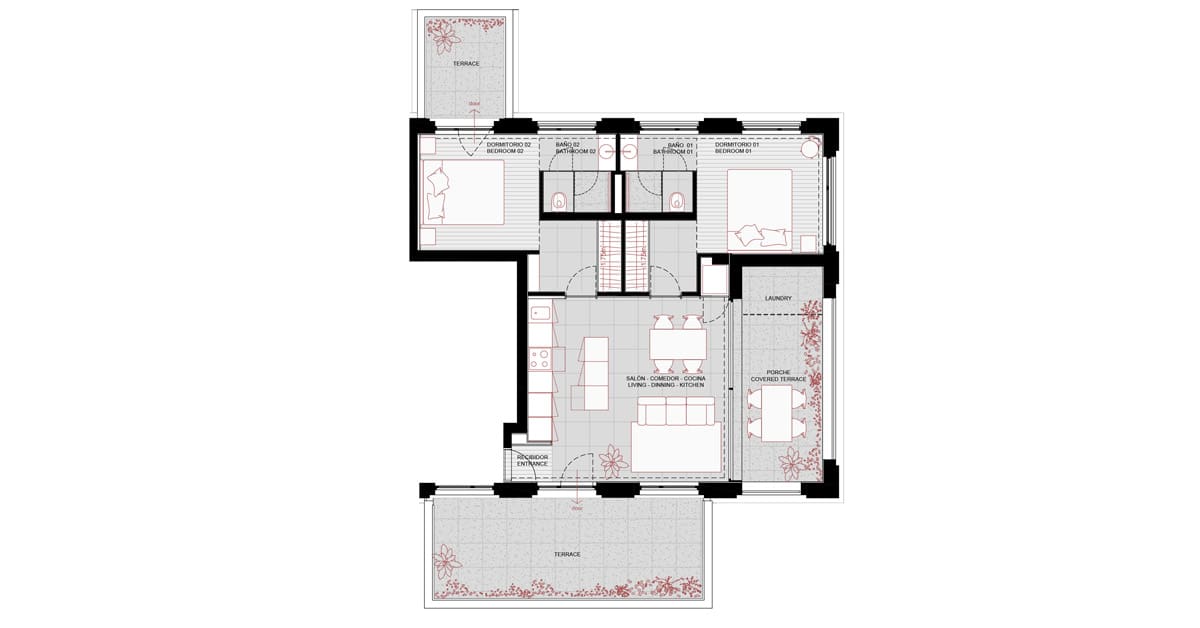1st Floor Street View with 2 Bedrooms and 2 Bathrooms in Bellver Place with Palmallorca