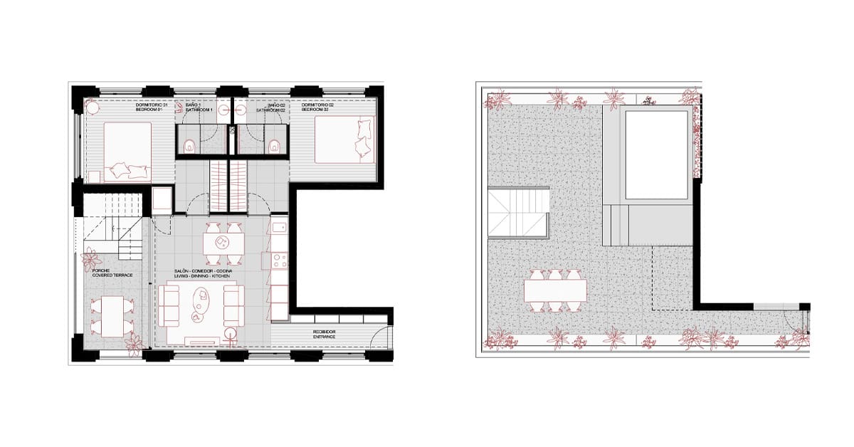 Penthouse on 4th and 5th Floor. 2 Bedrooms and 2 Bathrooms in Bellver Place with Palmallorca